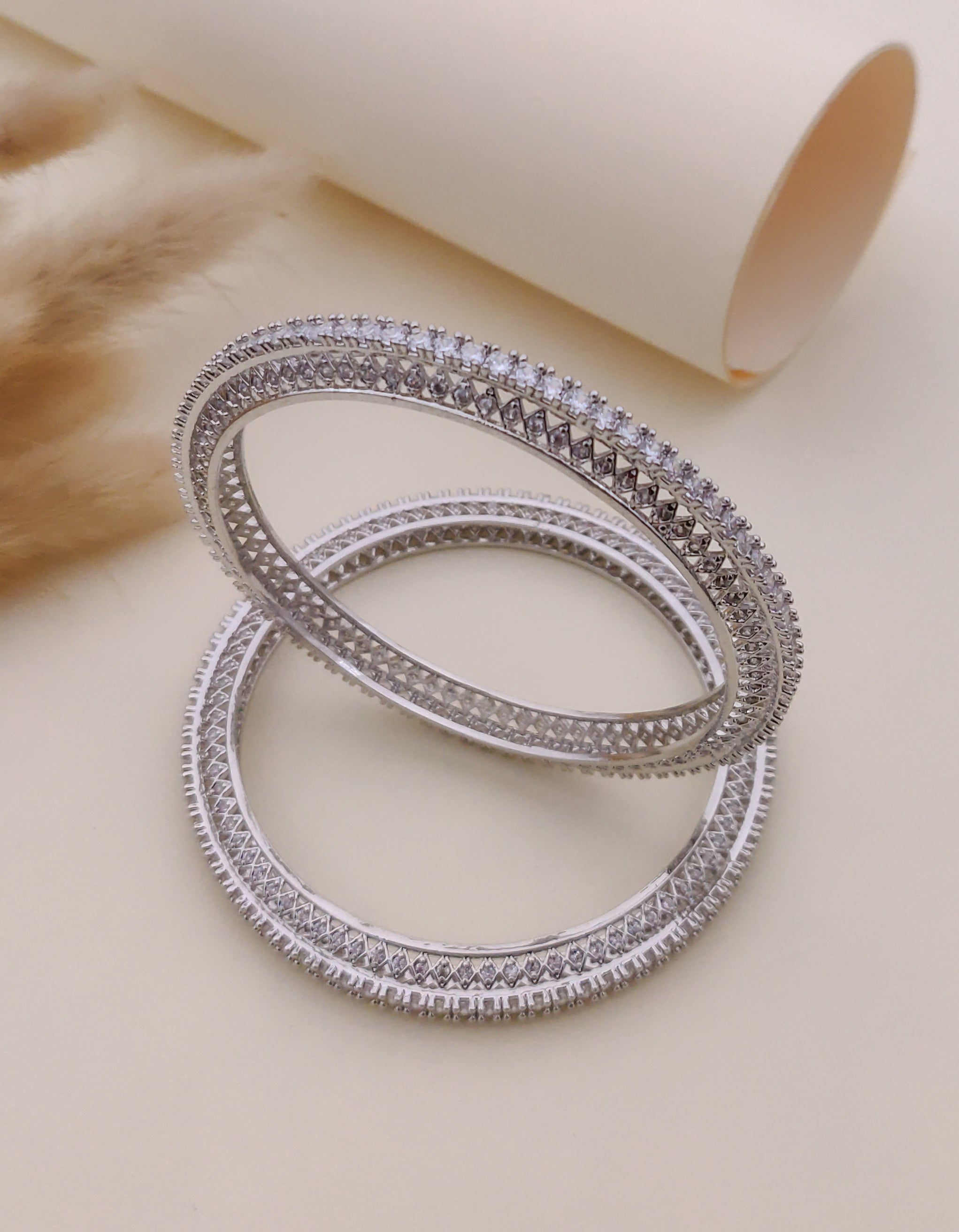 Daisy American Diamond Bangles ( Set of 2 )