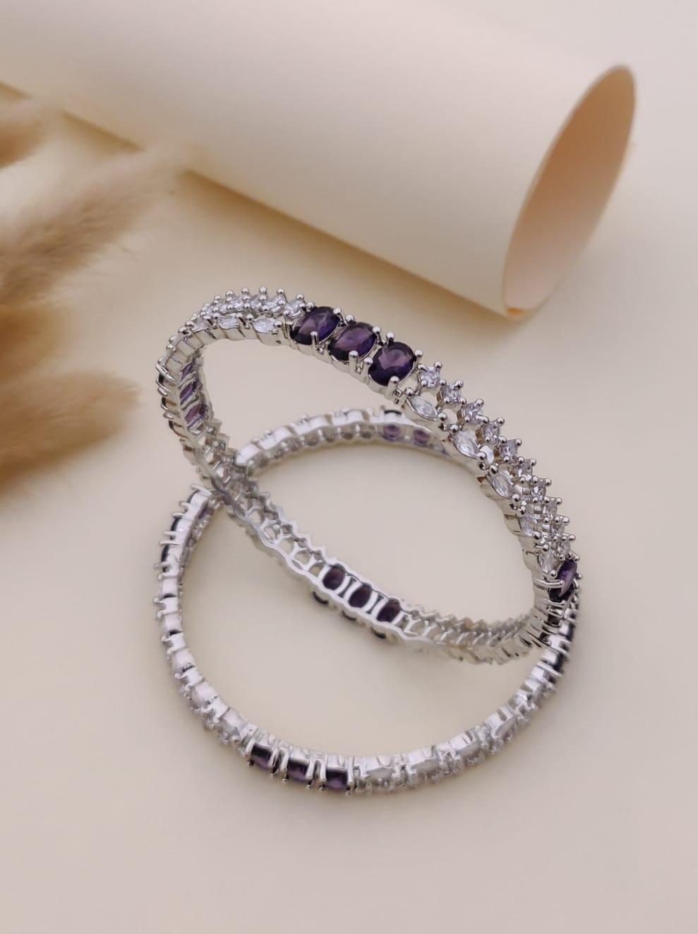 Hazel American Diamond Bangle ( Set of 2 )