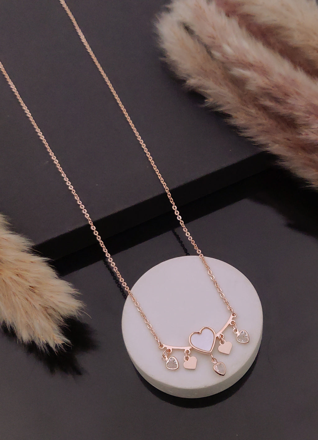 Heart drop rose pendant