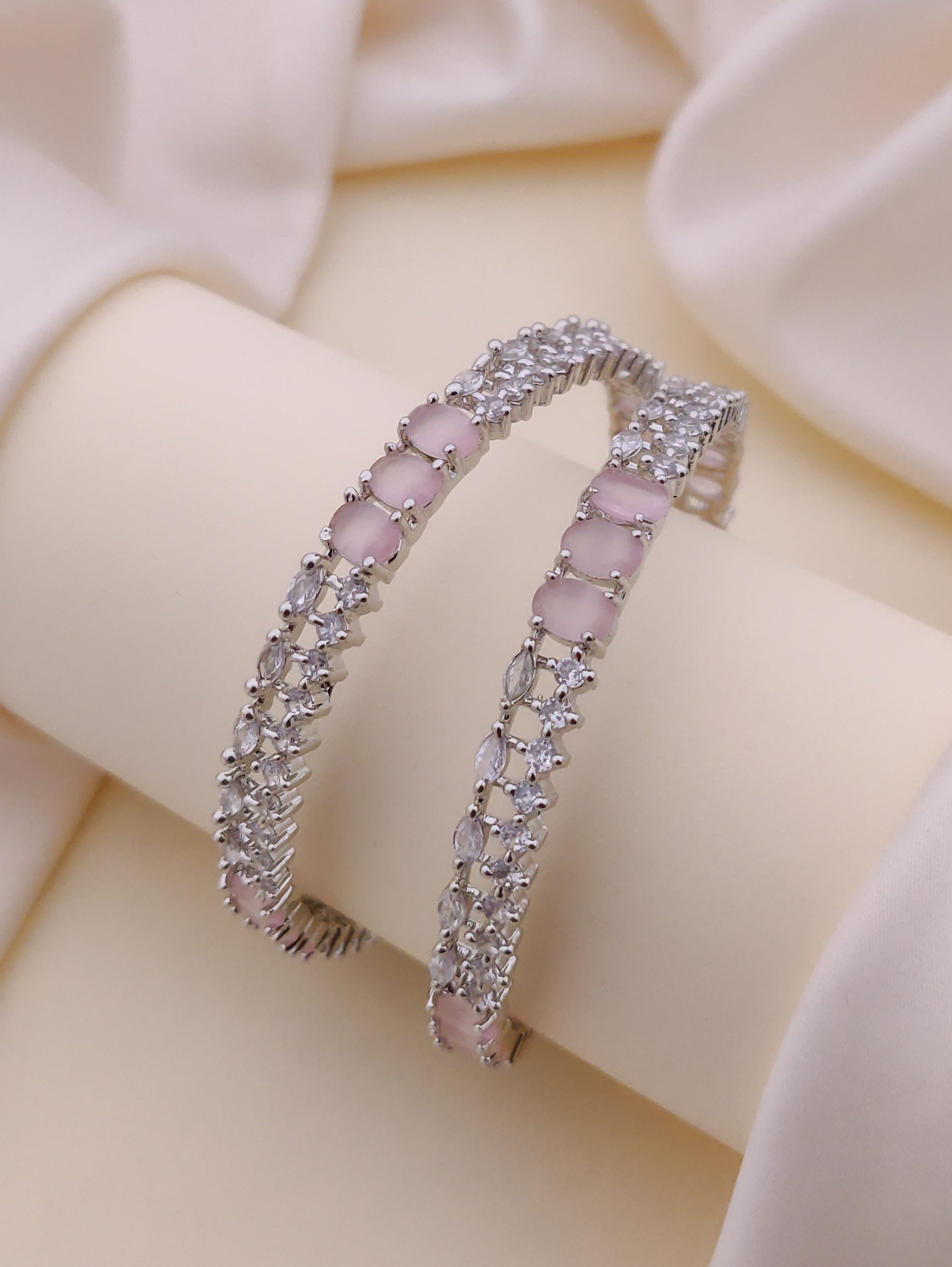 Luck Pink American Diamond Bangle ( Set of 2 )