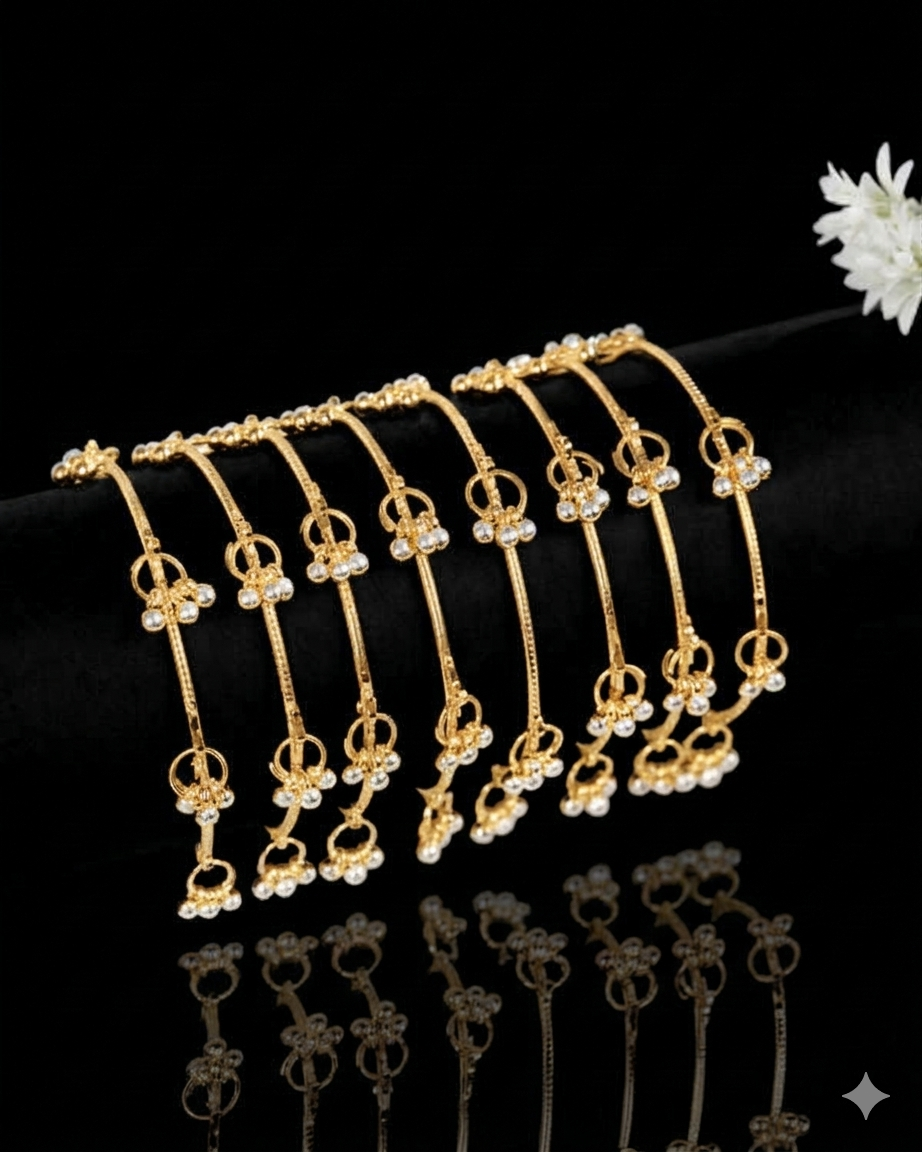 Kashmiri Gold Plated Bangle (Set Of 8)